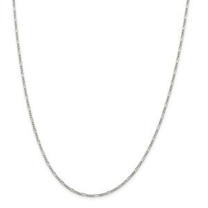 1.75mm Sterling Silver, Solid Figaro Chain Necklace, 22 Inch